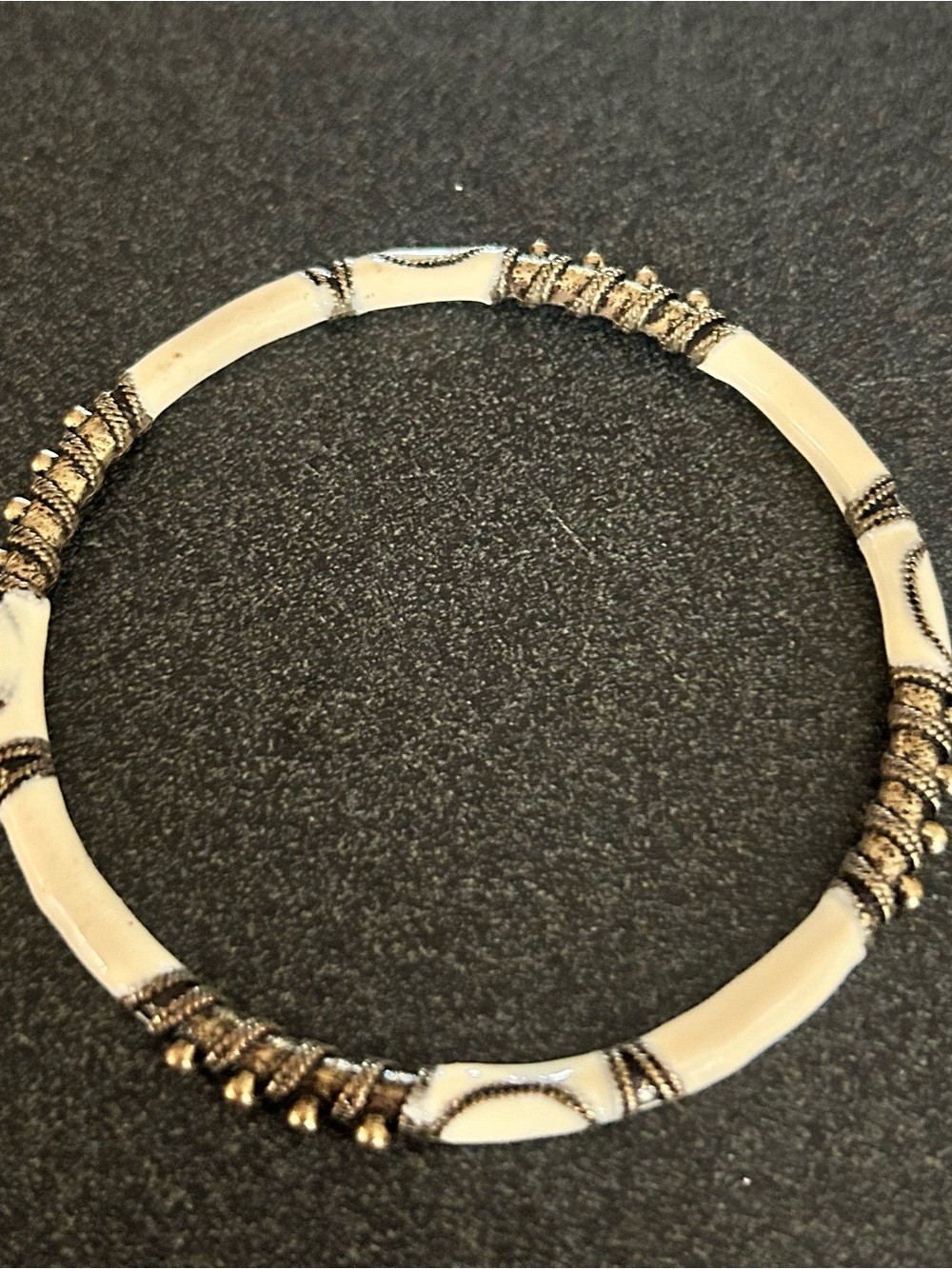 Vintage Women’s Cream and Gold Wrapped Bangle Bracelet